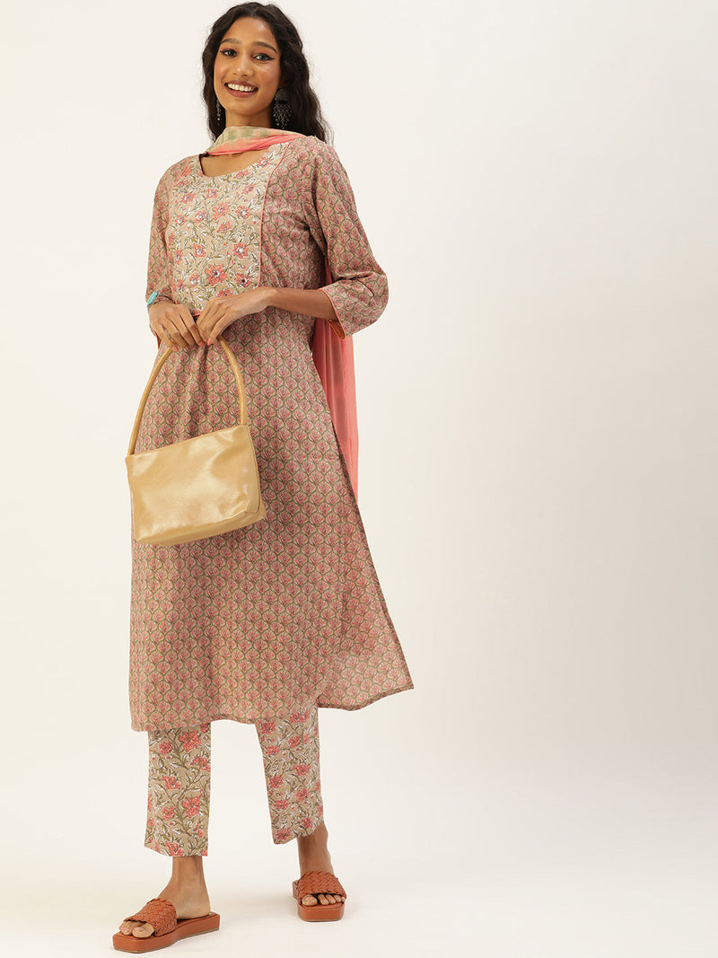 Women Yellow Pure Cotton Ethnic Printed Gotta Patti Kurta with Trouser –  Rangdeep